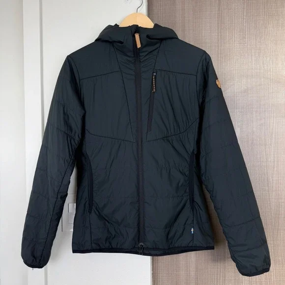 Fjallraven Black Keb Padded Hoodie Jacket Puffer Full Zip Size Small - Picture 2 of 14